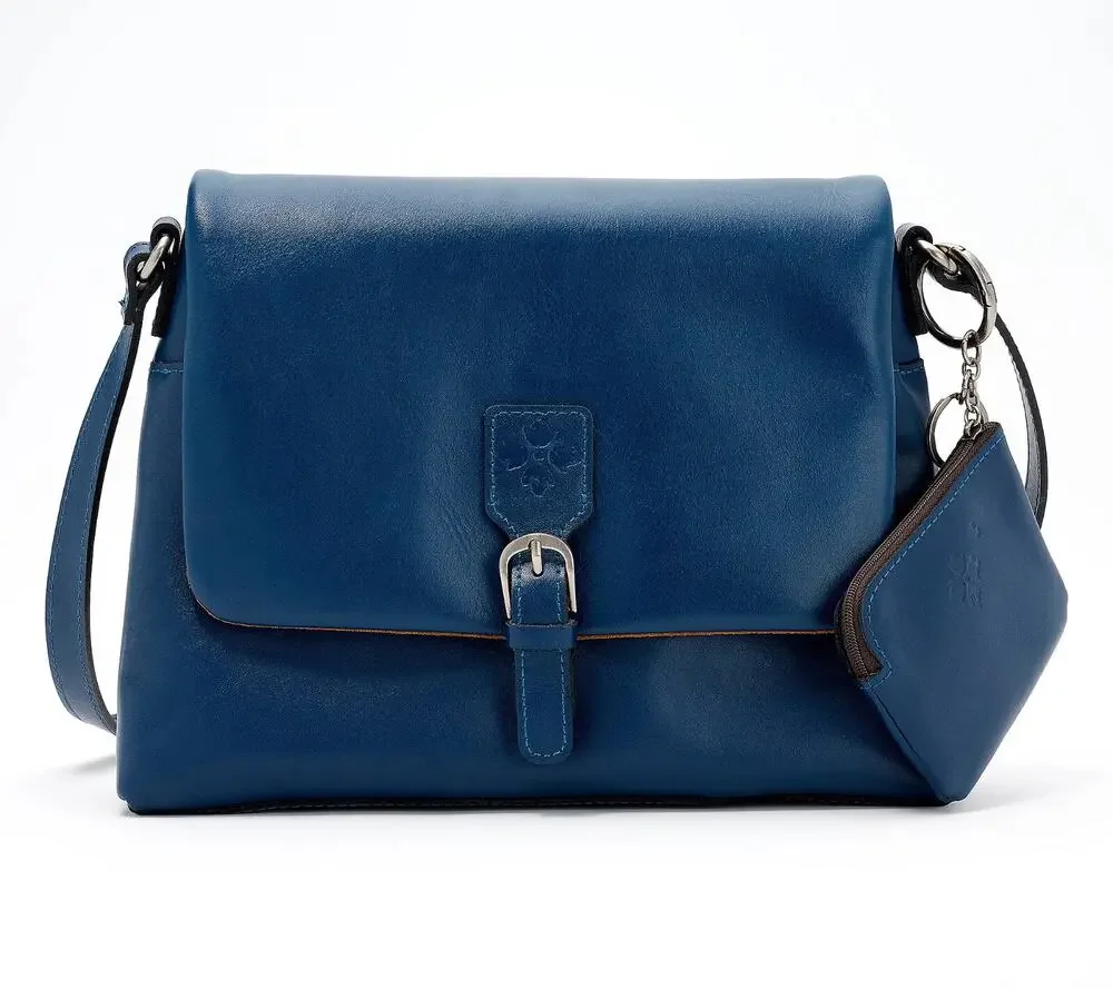 Patricia Nash Leather Medium Flap Crossbody CoinPouch Cerulean Blue, bag A660568